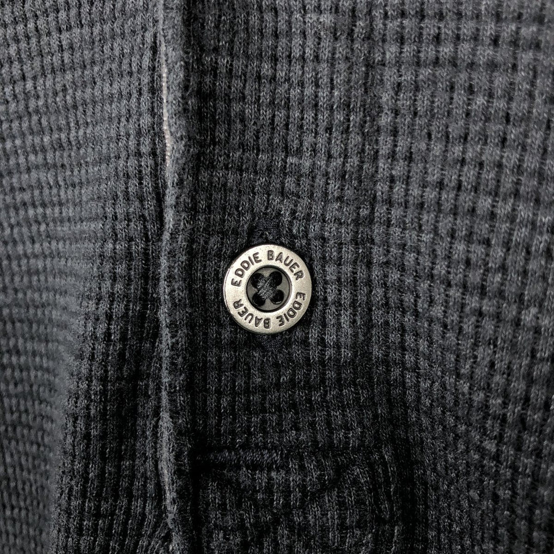 Eddie Bauer Men's Thermal Long Sleeve T-Shirt, Waffle Henley, Size L cotton Charcoal Vintage Second Hand