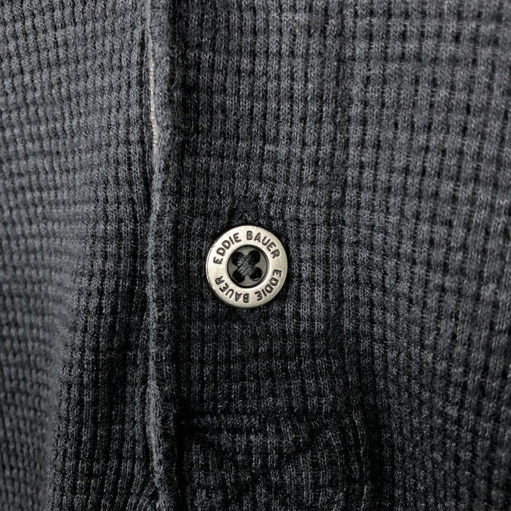 Eddie Bauer Men's Thermal Long Sleeve T-Shirt, Waffle Henley, Size L cotton Charcoal Vintage Second Hand
