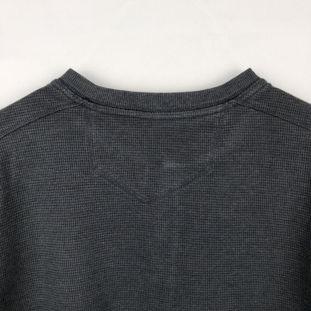 Eddie Bauer Men's Thermal Long Sleeve T-Shirt, Waffle Henley, Size L cotton Charcoal Vintage Second Hand