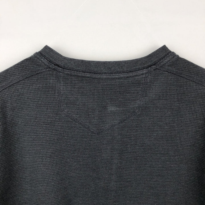Eddie Bauer Men's Thermal Long Sleeve T-Shirt, Waffle Henley, Size L cotton Charcoal Vintage Second Hand