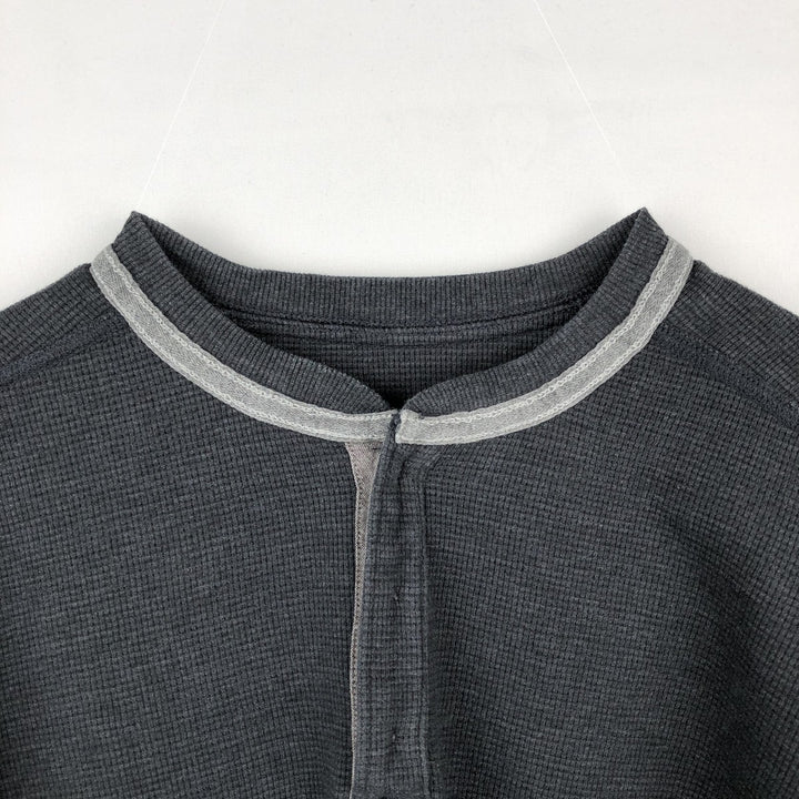 Eddie Bauer Men's Thermal Long Sleeve T-Shirt, Waffle Henley, Size L cotton Charcoal Vintage Second Hand
