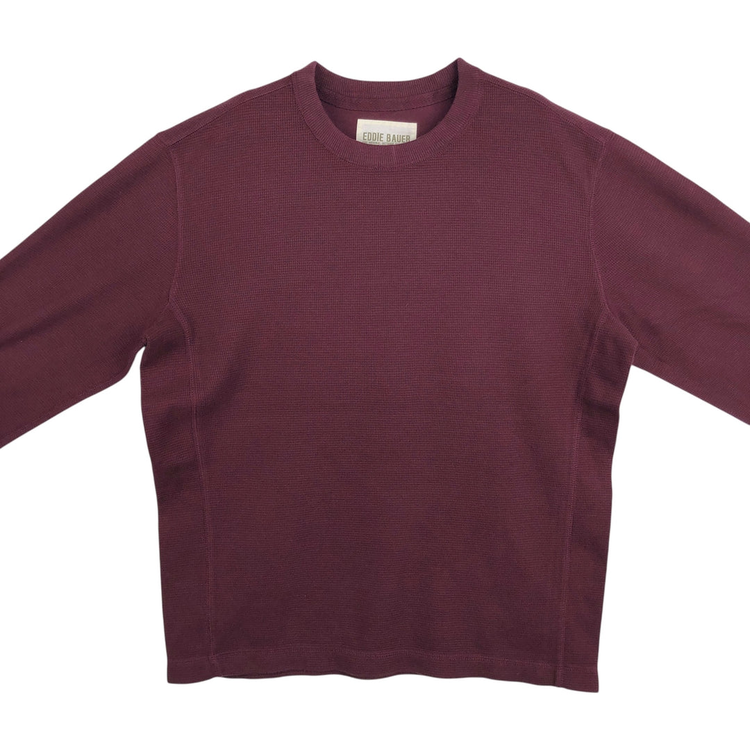 Eddie Bauer Thermal T-Shirt, Waffle, Men's Size M cotton Red type red-purple Vintage Second Hand