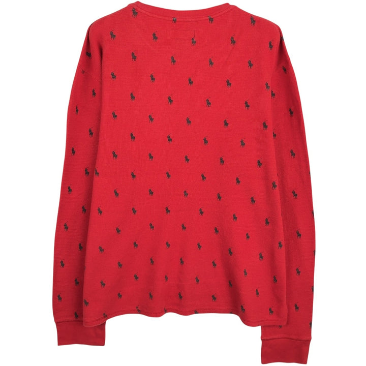 Ralph Lauren POLO RALPH LAUREN SLEEPWEAR all-over print thermal long-sleeve T-shirt, men's size L (approx.) cotton red type Vintage Second Hand