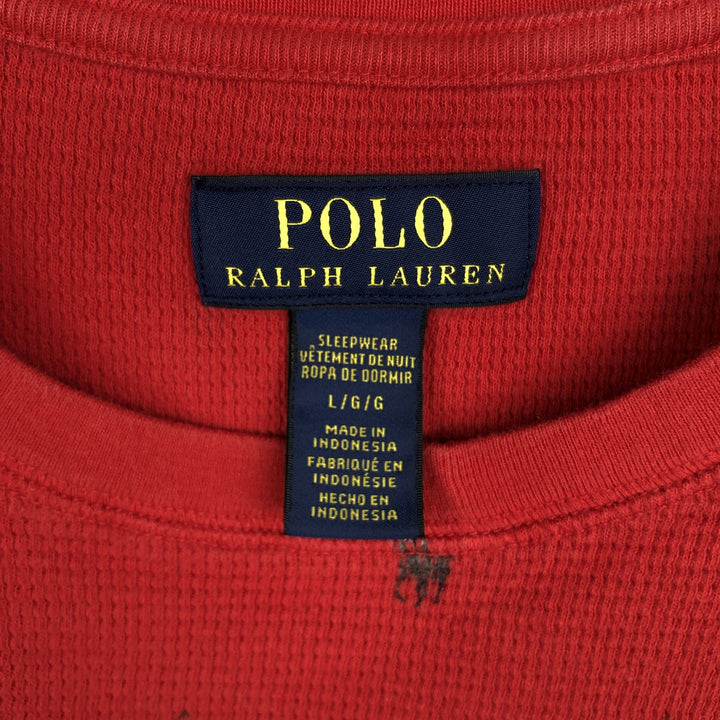 Ralph Lauren POLO RALPH LAUREN SLEEPWEAR all-over print thermal long-sleeve T-shirt, men's size L (approx.) cotton red type Vintage Second Hand