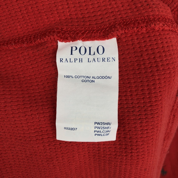 Ralph Lauren POLO RALPH LAUREN SLEEPWEAR all-over print thermal long-sleeve T-shirt, men's size L (approx.) cotton red type Vintage Second Hand