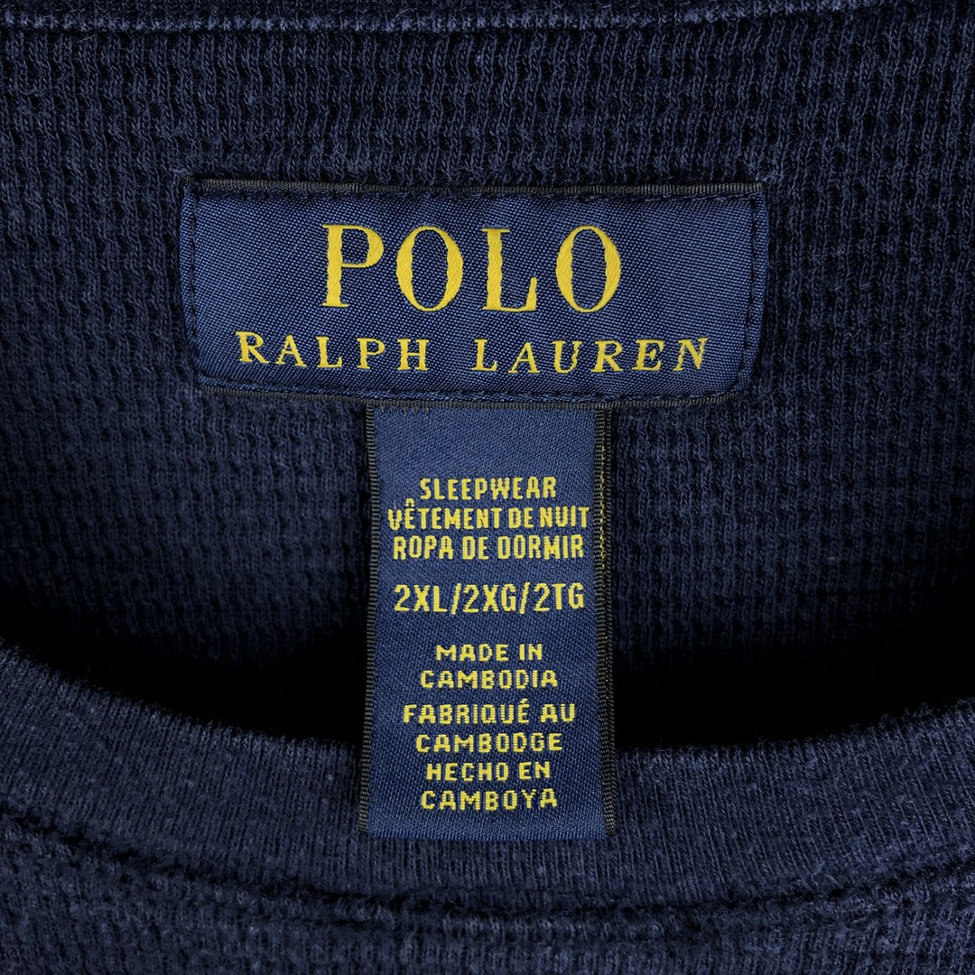 Ralph Lauren POLO RALPH LAUREN SLEEPWEAR Polo Bear Thermal Long-Sleeve T-Shirt Honeycomb Men's XXL equivalent cotton navy blue type Vintage Second Hand