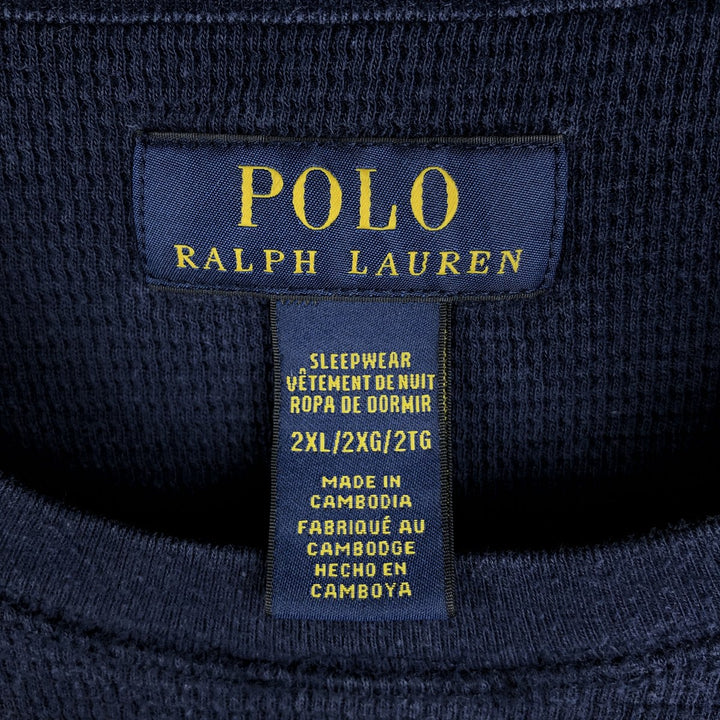 Ralph Lauren POLO RALPH LAUREN SLEEPWEAR Polo Bear Thermal Long-Sleeve T-Shirt Honeycomb Men's XXL equivalent cotton navy blue type Vintage Second Hand