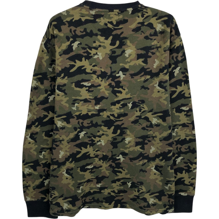 Ralph Lauren POLO RALPH LAUREN Camouflage Pattern Woodland Camo Thermal Long-Sleeve T-Shirt, Men's Size M (approx.) cotton Khaki type Vintage Second Hand