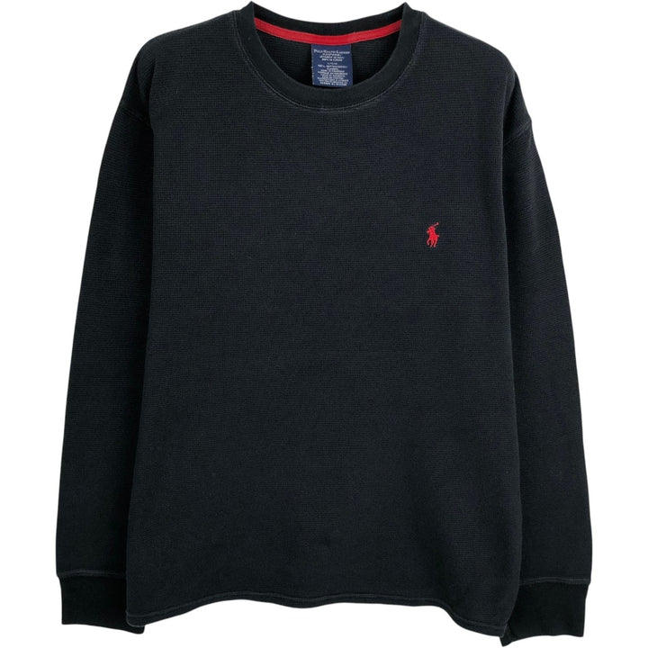 Ralph Lauren POLO RALPH LAUREN SLEEPWEAR Thermal Long T-shirt Waffle Men's L size cotton black type Vintage Second Hand