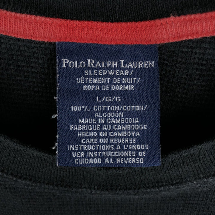 Ralph Lauren POLO RALPH LAUREN SLEEPWEAR Thermal Long T-shirt Waffle Men's L size cotton black type Vintage Second Hand