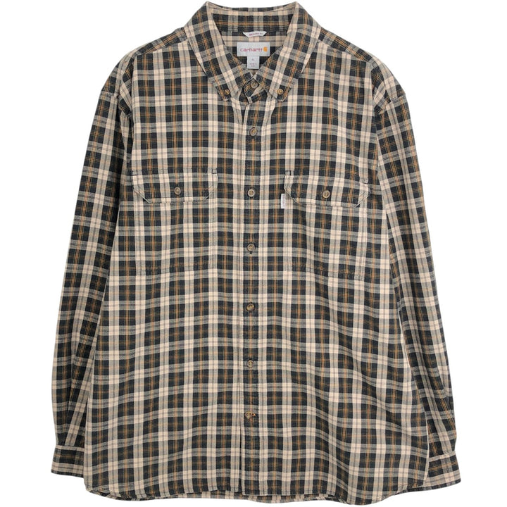 Carhartt Relaxed Fit Check Pattern Long Sleeve Button Down Work Shirt, Men's XL cotton black type Vintage Second Hand