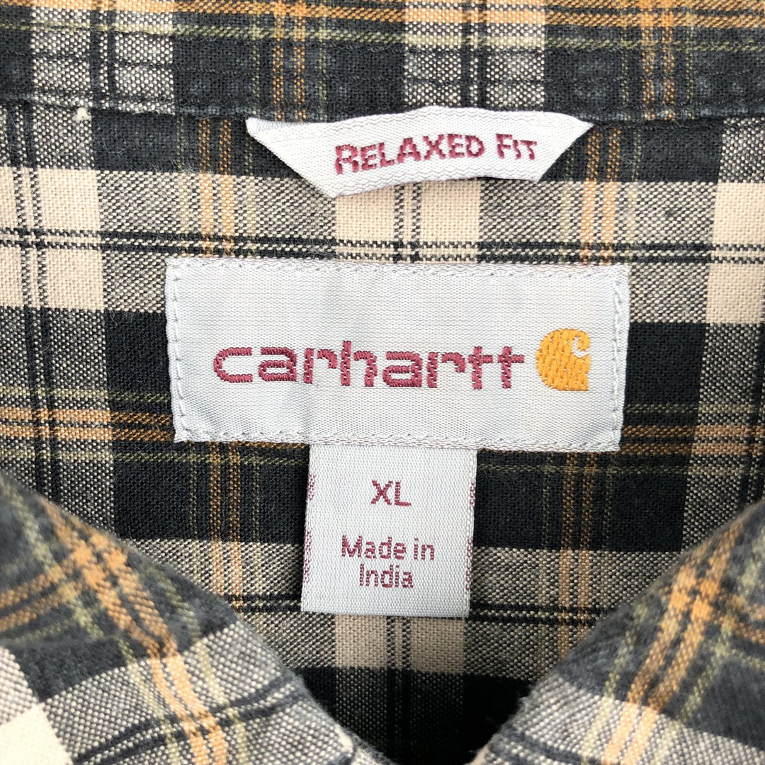 Carhartt Relaxed Fit Check Pattern Long Sleeve Button Down Work Shirt, Men's XL cotton black type Vintage Second Hand