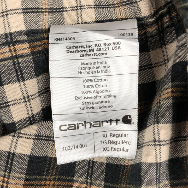 Carhartt Relaxed Fit Check Pattern Long Sleeve Button Down Work Shirt, Men's XL cotton black type Vintage Second Hand