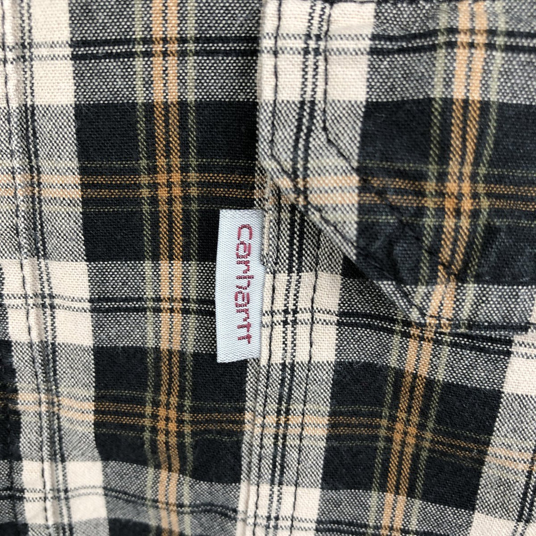 Carhartt Relaxed Fit Check Pattern Long Sleeve Button Down Work Shirt, Men's XL cotton black type Vintage Second Hand