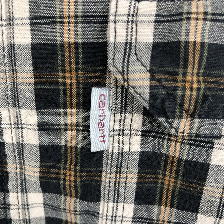 Carhartt Relaxed Fit Check Pattern Long Sleeve Button Down Work Shirt, Men's XL cotton black type Vintage Second Hand