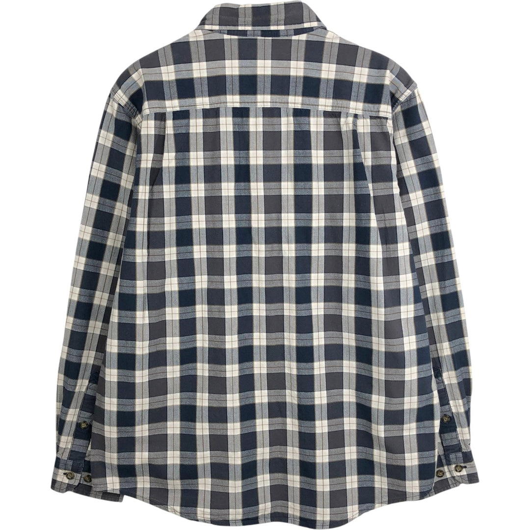 Carhartt Loose Fit Check Pattern Long Sleeve Button-Down Work Shirt, Men's Size M (approx.) cotton navy blue type Vintage Second Hand