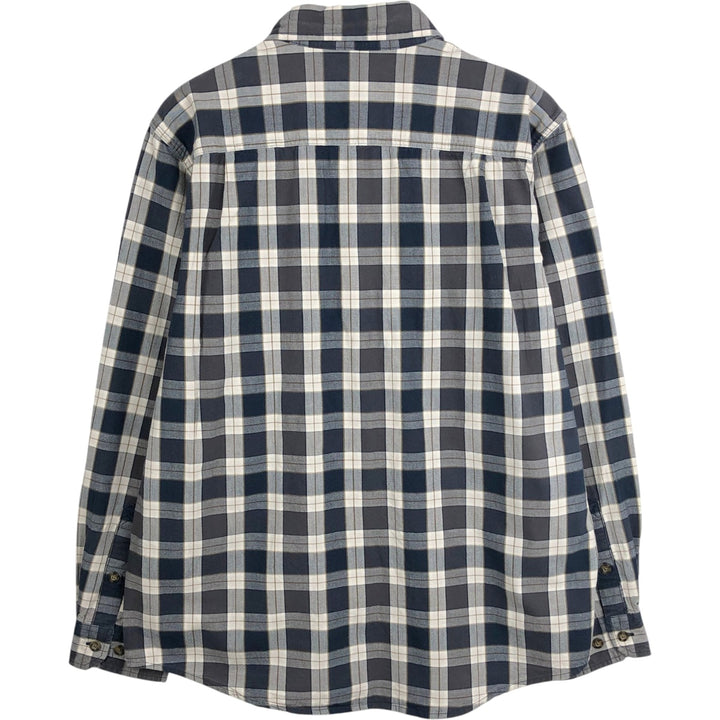 Carhartt Loose Fit Check Pattern Long Sleeve Button-Down Work Shirt, Men's Size M (approx.) cotton navy blue type Vintage Second Hand