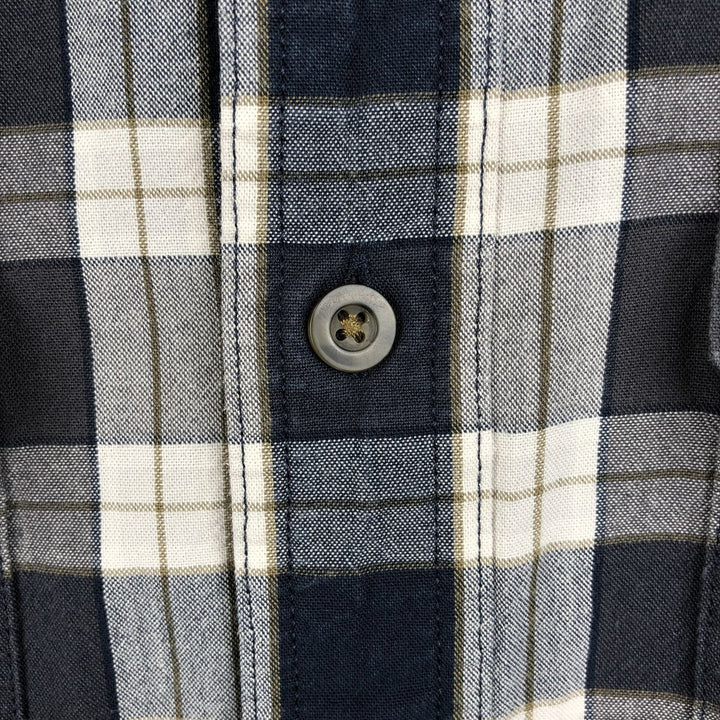 Carhartt Loose Fit Check Pattern Long Sleeve Button-Down Work Shirt, Men's Size M (approx.) cotton navy blue type Vintage Second Hand