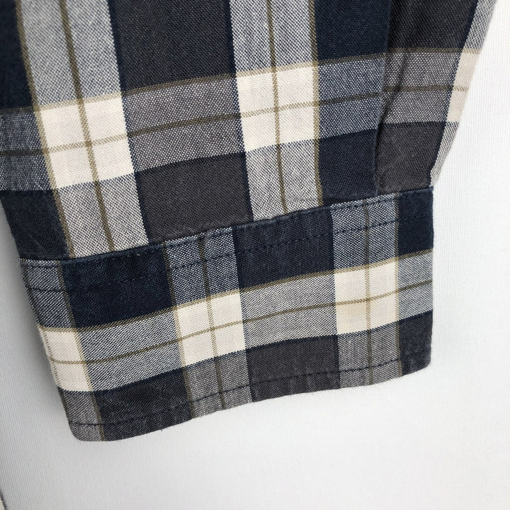 Carhartt Loose Fit Check Pattern Long Sleeve Button-Down Work Shirt, Men's Size M (approx.) cotton navy blue type Vintage Second Hand