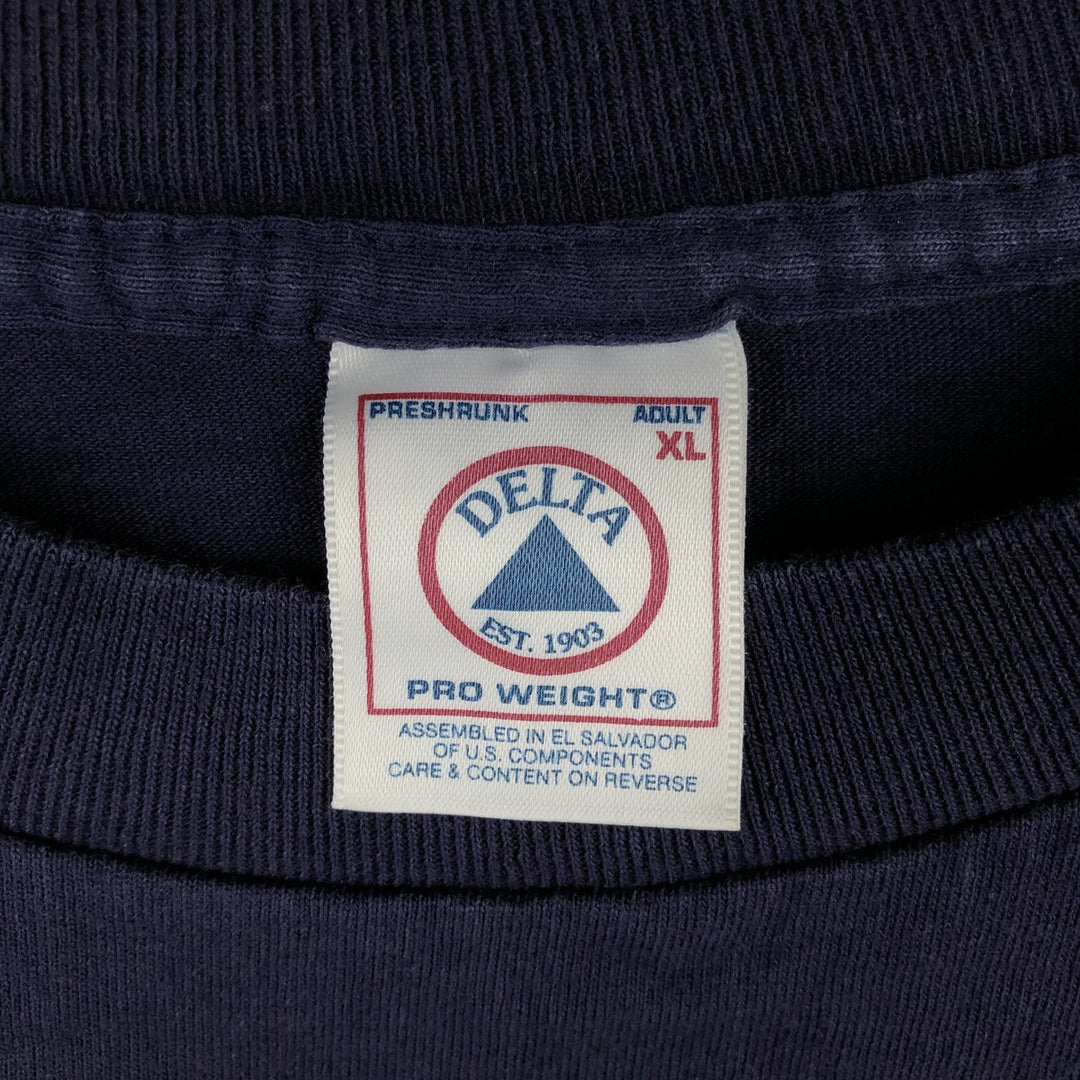 90'S Delta Long-Sleeve T-Shirt, Men's Size XL (Equivalent), Vintage cotton navy blue type Vintage Second Hand