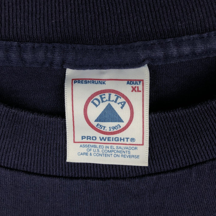 90'S Delta Long-Sleeve T-Shirt, Men's Size XL (Equivalent), Vintage cotton navy blue type Vintage Second Hand