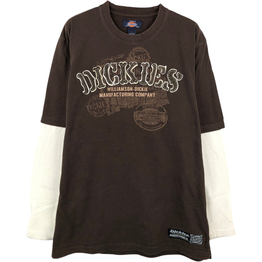 Dickies short-sleeved logo t-shirt, men's size L (approx.) cotton brown type Vintage Second Hand
