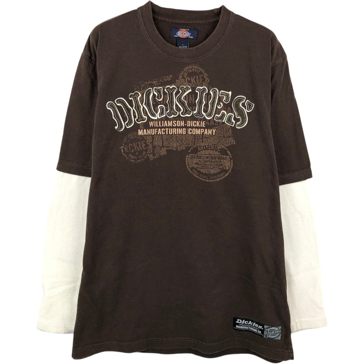 Dickies short-sleeved logo t-shirt, men's size L (approx.) cotton brown type Vintage Second Hand
