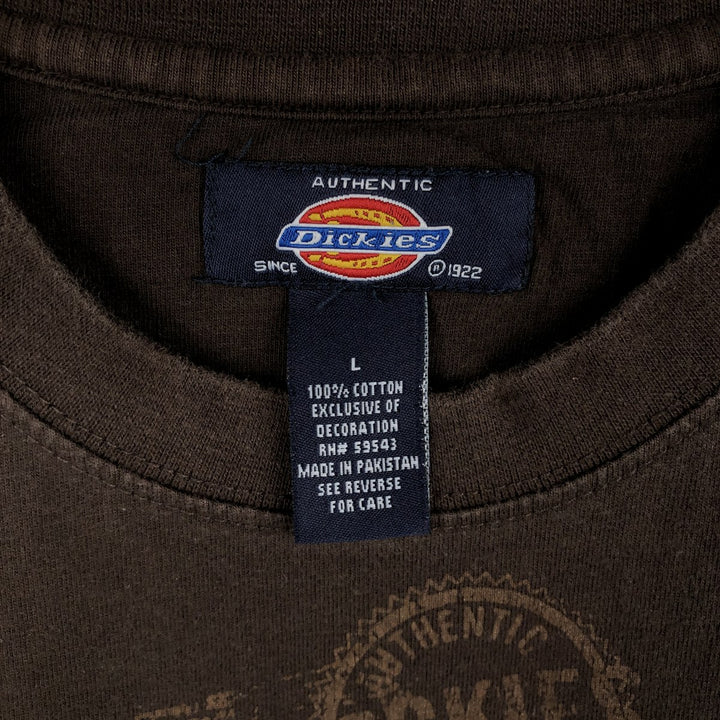 Dickies short-sleeved logo t-shirt, men's size L (approx.) cotton brown type Vintage Second Hand