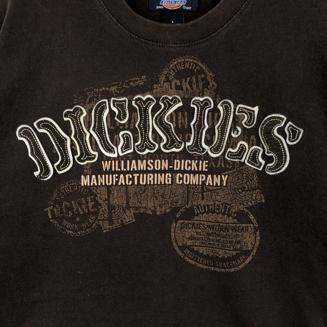 Dickies short-sleeved logo t-shirt, men's size L (approx.) cotton brown type Vintage Second Hand
