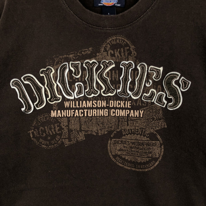 Dickies short-sleeved logo t-shirt, men's size L (approx.) cotton brown type Vintage Second Hand