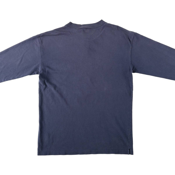 Harley-Davidson Motorcycle Henley Neck Long T-Shirt, Men's Size L cotton navy blue type Vintage Second Hand