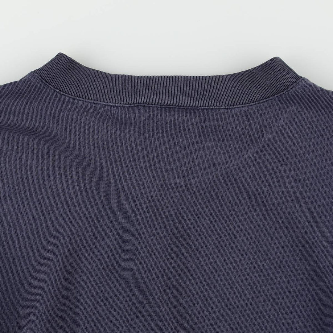 Harley-Davidson Motorcycle Henley Neck Long T-Shirt, Men's Size L cotton navy blue type Vintage Second Hand