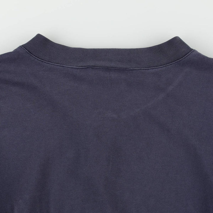 Harley-Davidson Motorcycle Henley Neck Long T-Shirt, Men's Size L cotton navy blue type Vintage Second Hand