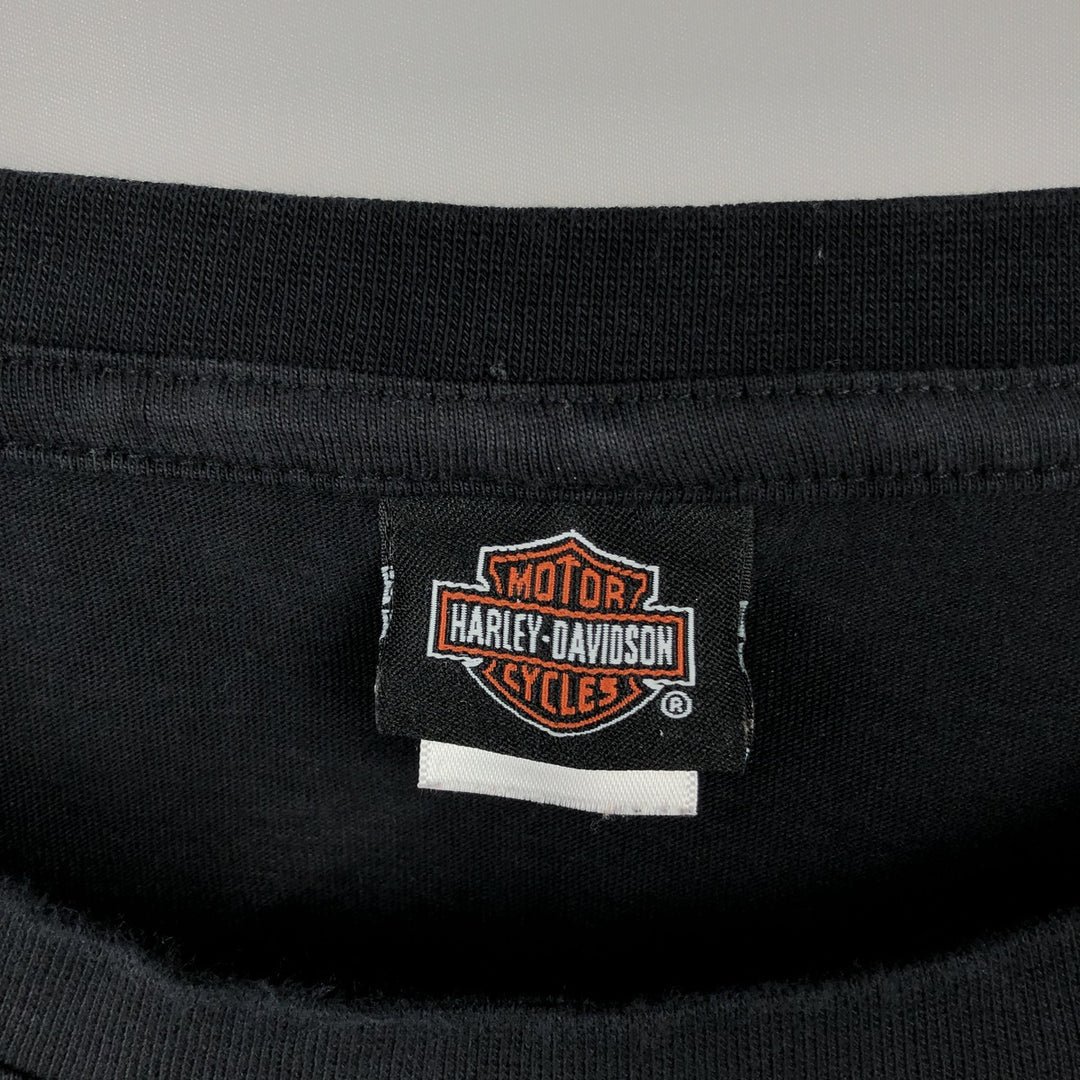 Harley-Davidson Eagle Pattern Motorcycle Long-Sleeve T-Shirt (Men's Size L) cotton black type Vintage Second Hand