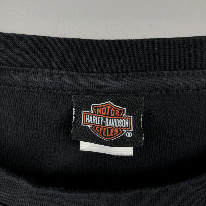 Harley-Davidson Eagle Pattern Motorcycle Long-Sleeve T-Shirt (Men's Size L) cotton black type Vintage Second Hand