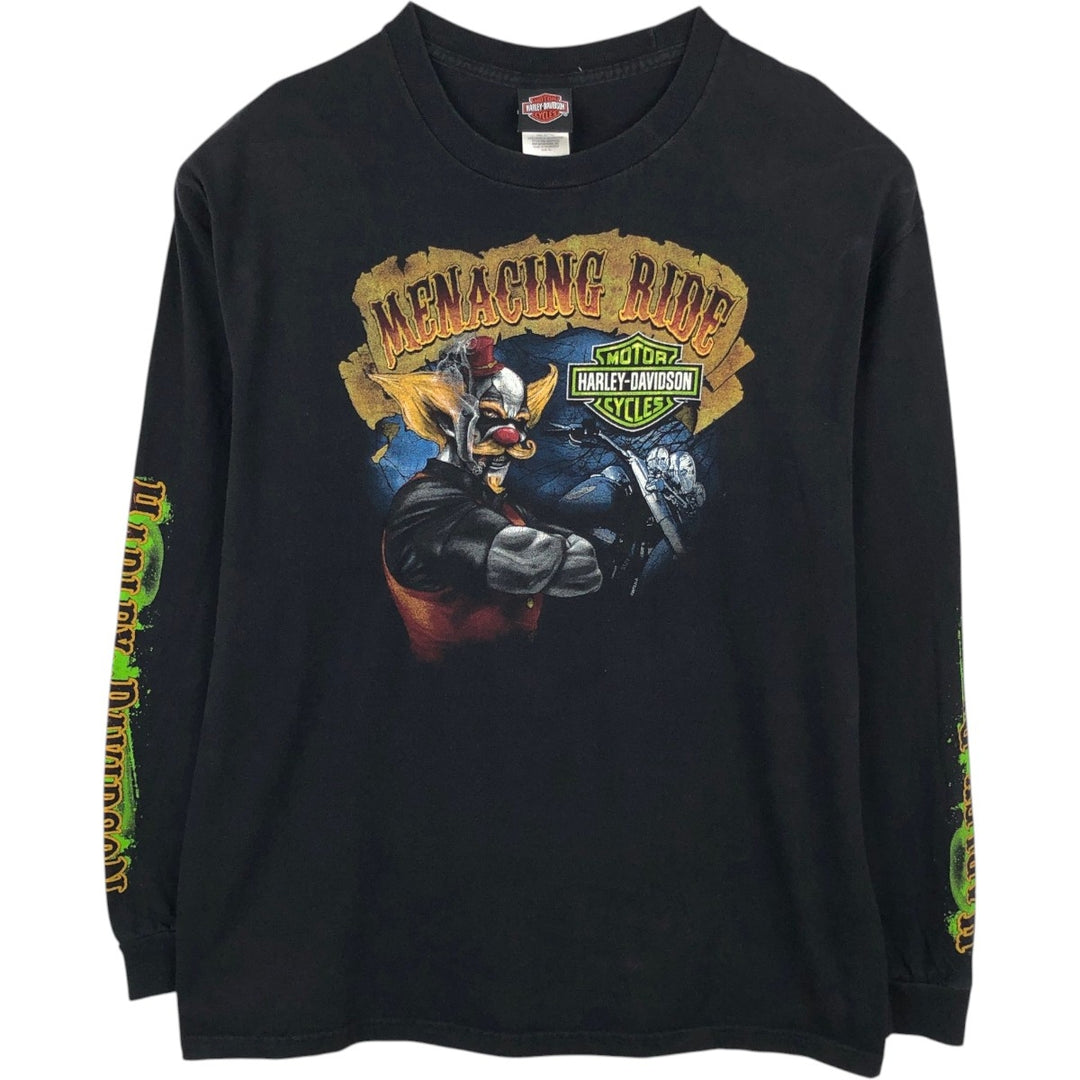 Harley-Davidson Eagle Pattern Motorcycle Long Sleeve T-Shirt, Men's Size XL cotton black type Vintage Second Hand