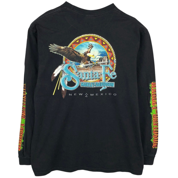Harley-Davidson Eagle Pattern Motorcycle Long Sleeve T-Shirt, Men's Size XL cotton black type Vintage Second Hand