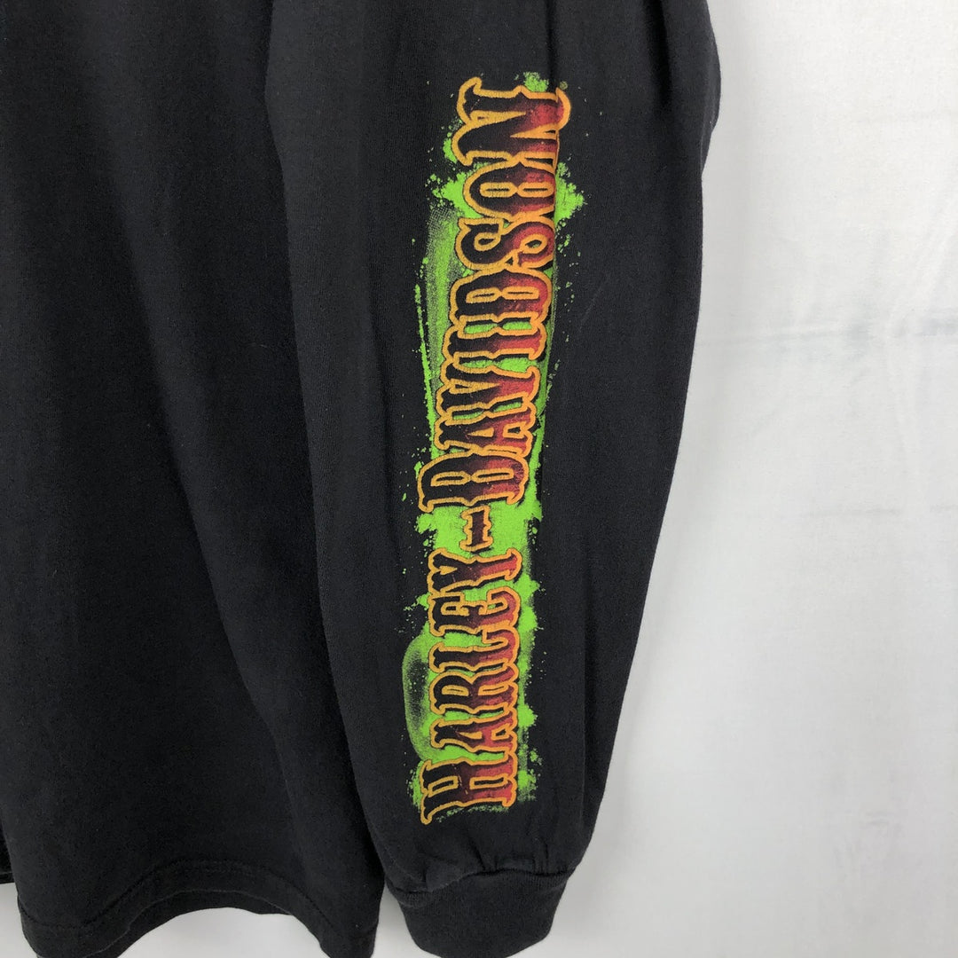Harley-Davidson Eagle Pattern Motorcycle Long Sleeve T-Shirt, Men's Size XL cotton black type Vintage Second Hand