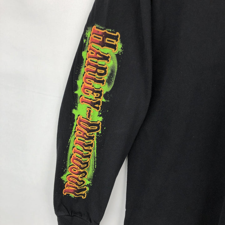 Harley-Davidson Eagle Pattern Motorcycle Long Sleeve T-Shirt, Men's Size XL cotton black type Vintage Second Hand