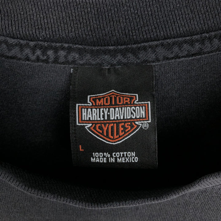 Harley-Davidson Eagle Pattern Long T-shirt, Men's L size cotton black type Vintage Second Hand
