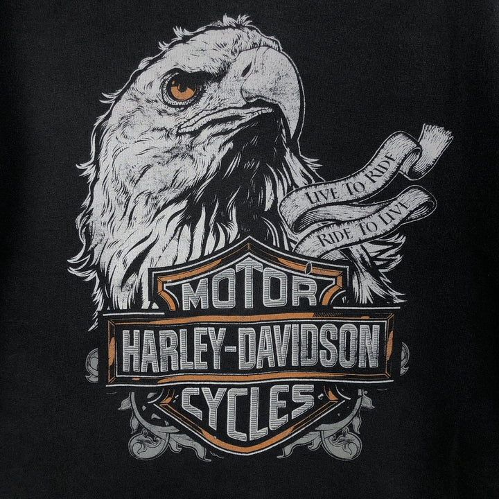 Harley-Davidson Eagle Pattern Long T-shirt, Men's L size cotton black type Vintage Second Hand