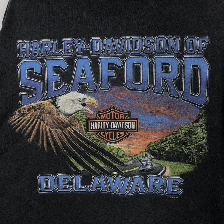 Harley-Davidson Eagle Pattern Long T-shirt, Men's L size cotton black type Vintage Second Hand