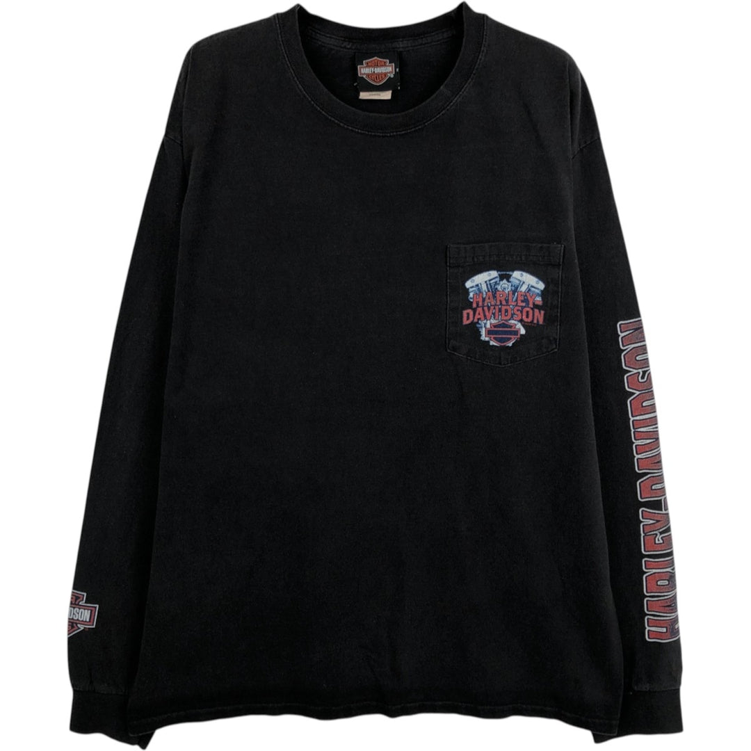 Harley-Davidson Long Sleeve T-Shirt, Men's Size L cotton black type Vintage Second Hand