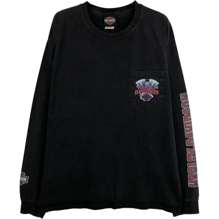 Harley-Davidson Long Sleeve T-Shirt, Men's Size L cotton black type Vintage Second Hand