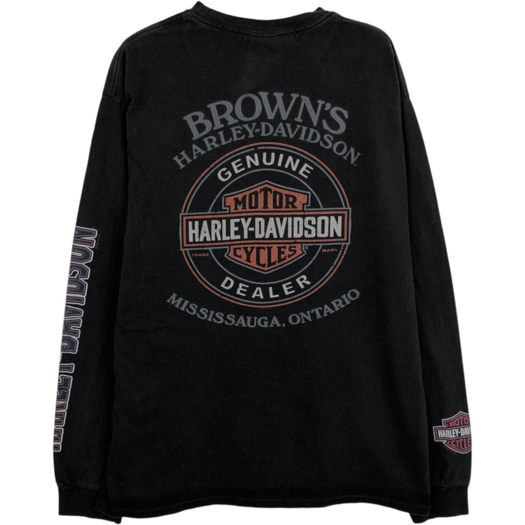 Harley-Davidson Long Sleeve T-Shirt, Men's Size L cotton black type Vintage Second Hand