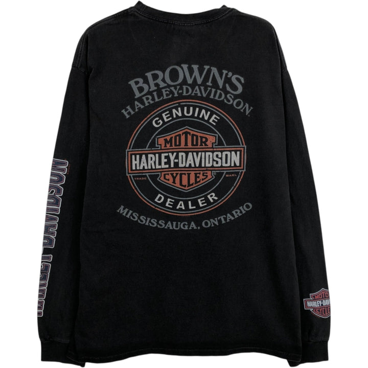 Harley-Davidson Long Sleeve T-Shirt, Men's Size L cotton black type Vintage Second Hand
