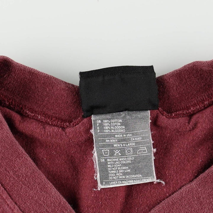 Harley-Davidson Motorcycle Henley Neck Long-Sleeve T-Shirt, Made in USA, Men's Size XL (approx.) cotton Red type red-purple Vintage Second Hand