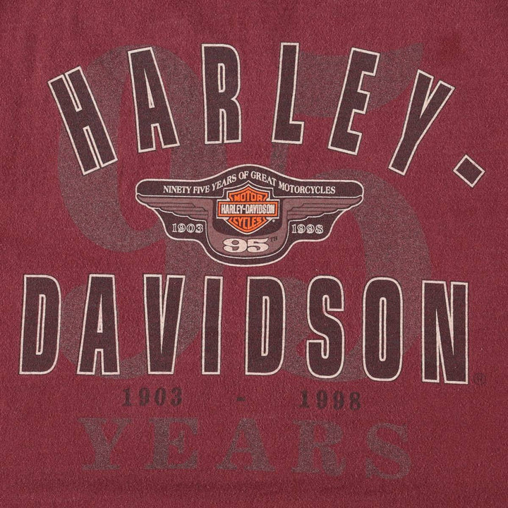 Harley-Davidson Motorcycle Henley Neck Long-Sleeve T-Shirt, Made in USA, Men's Size XL (approx.) cotton Red type red-purple Vintage Second Hand