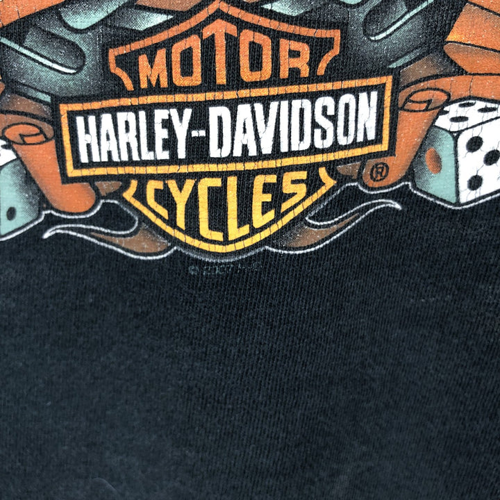 Harley-Davidson Motorcycle Fire Pattern Long Sleeve T-Shirt, Men's XL cotton black type Vintage Second Hand