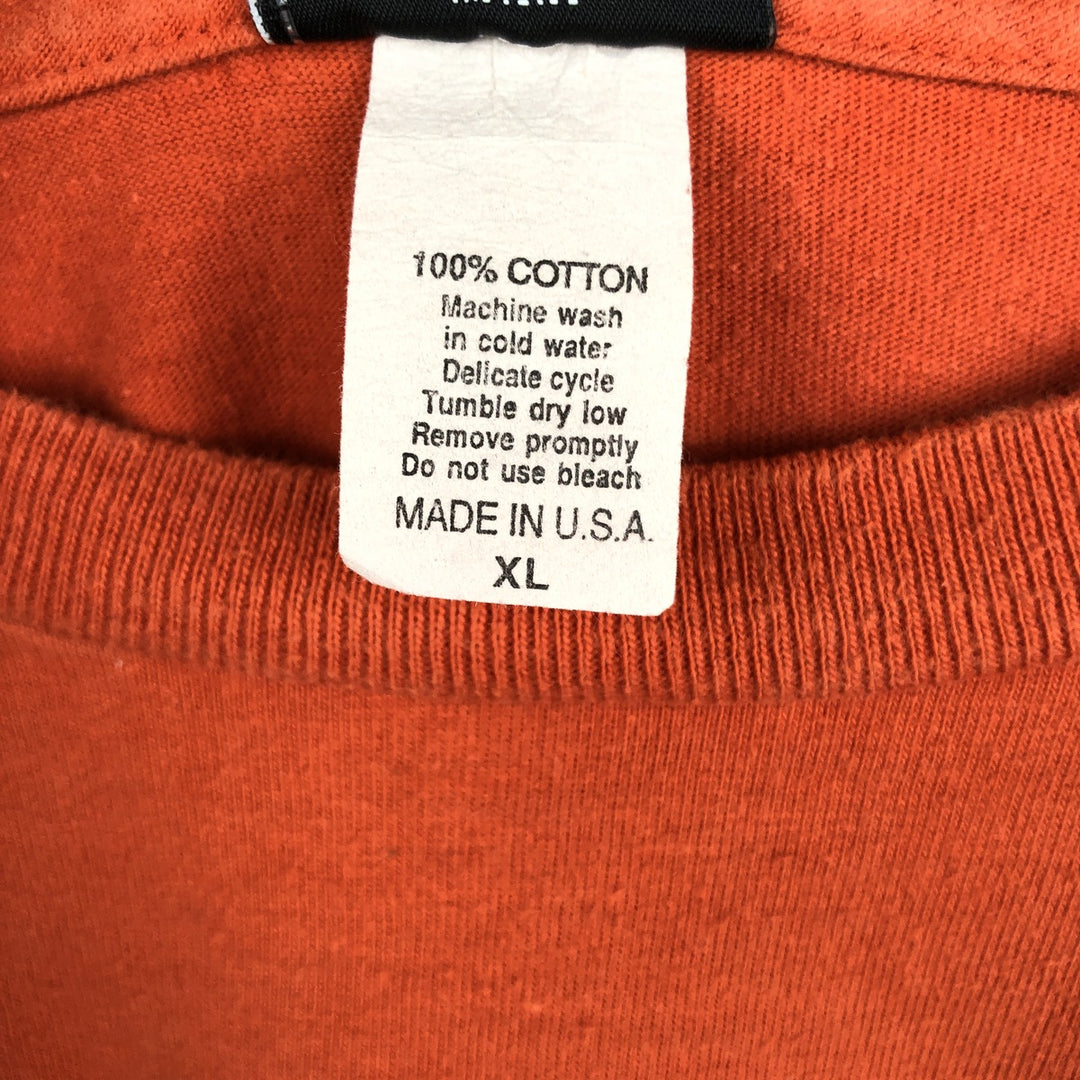 Harley-Davidson Eagle Pattern Motorcycle Long-Sleeve T-Shirt, Made in USA, Men's Size XL (approx.) cotton orange type Vintage Second Hand